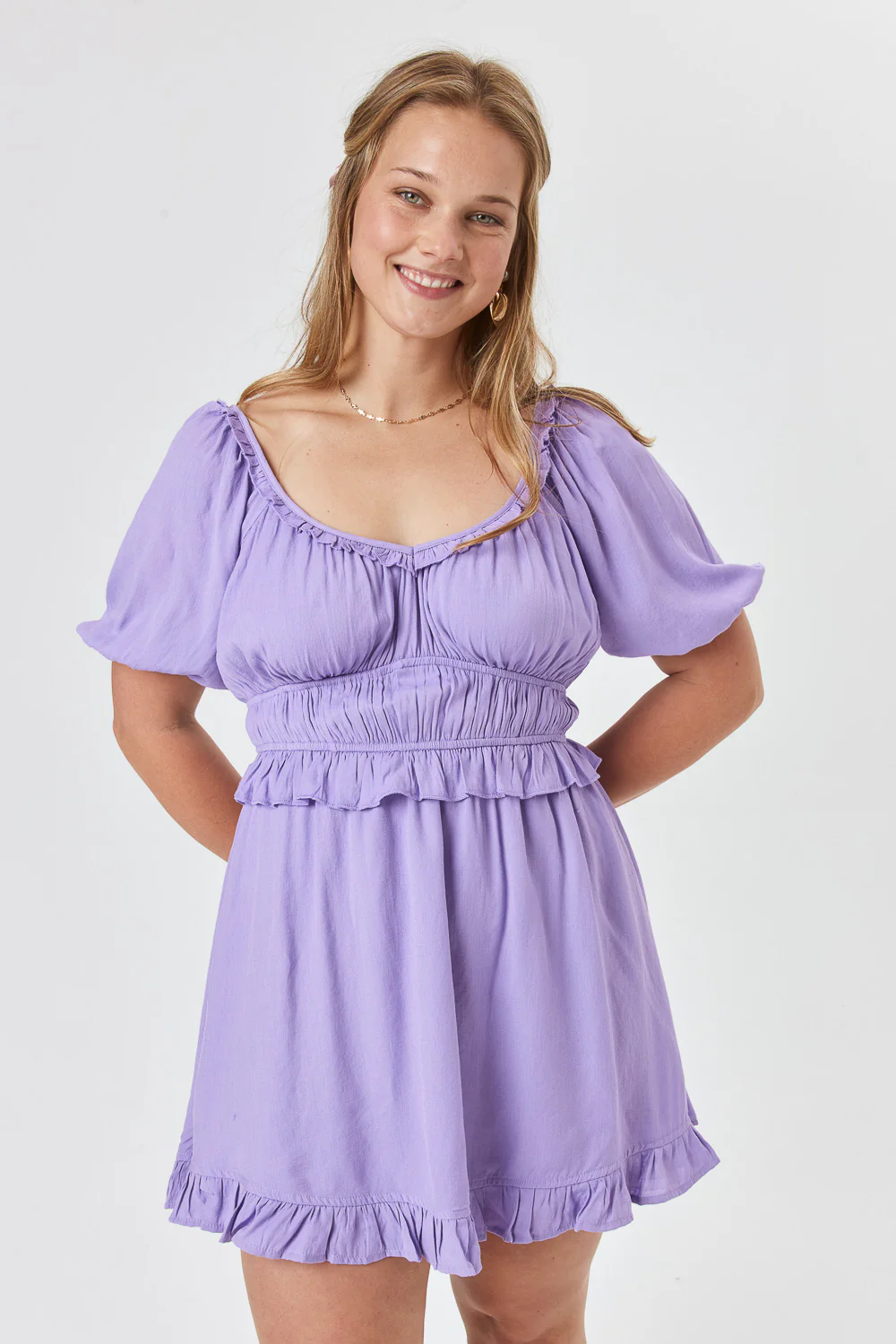 Image of Lavender Short Sleeve Elbow Dress