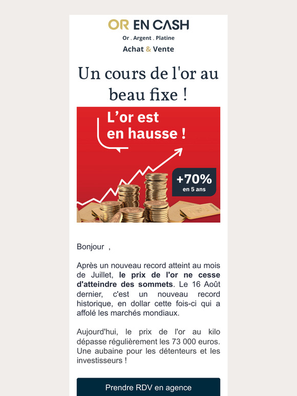 Un cours de l'or au plus haut et des nouveautés à ne pas manquer !