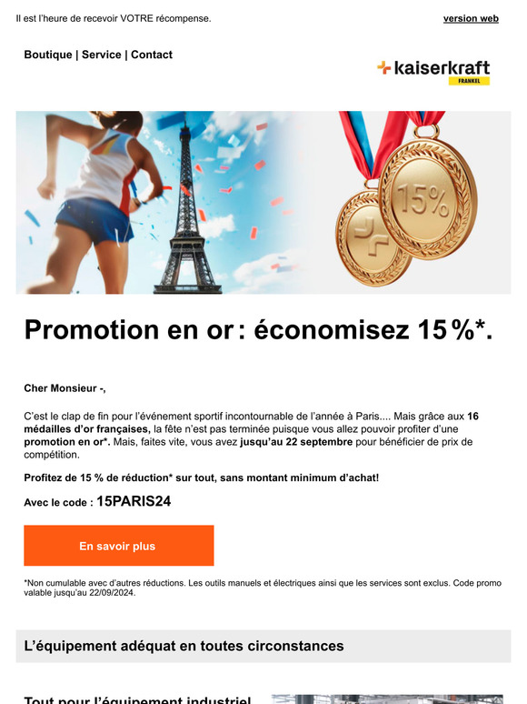 15 % réduction* – seulement jusqu’au 22/09/2024