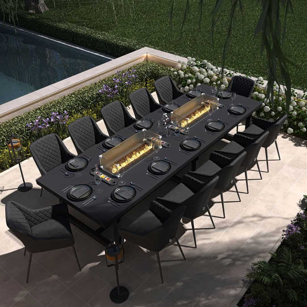 Image of Zest 12 Seat Rectangular Fire Pit Dining Set