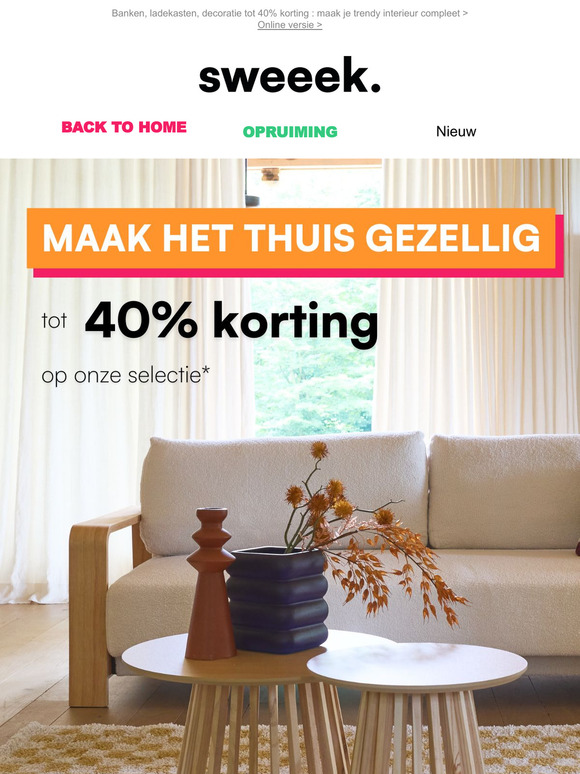 10% extra korting op onze hele selectie "Back to home" 🎉