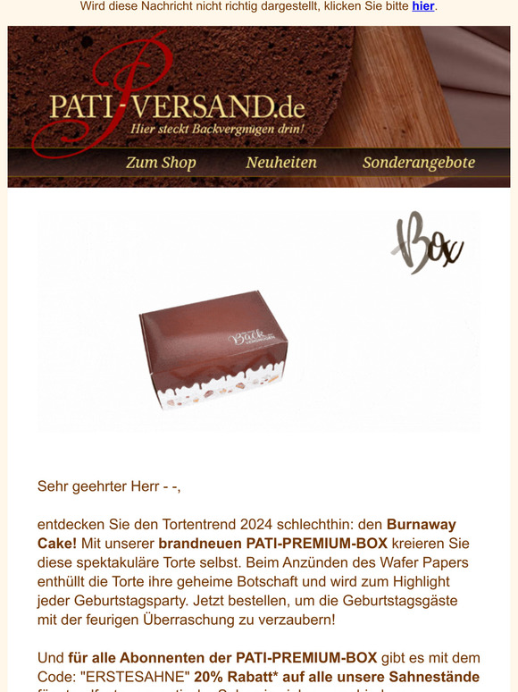 Feuer frei für Burn Away Cake - mit der brandneuen PATI-PREMIUM-BOX! 🍰🔥