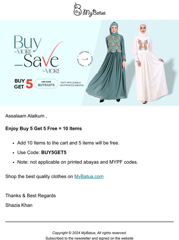 BUY 5 Get 5 Free Offer! For limited time only