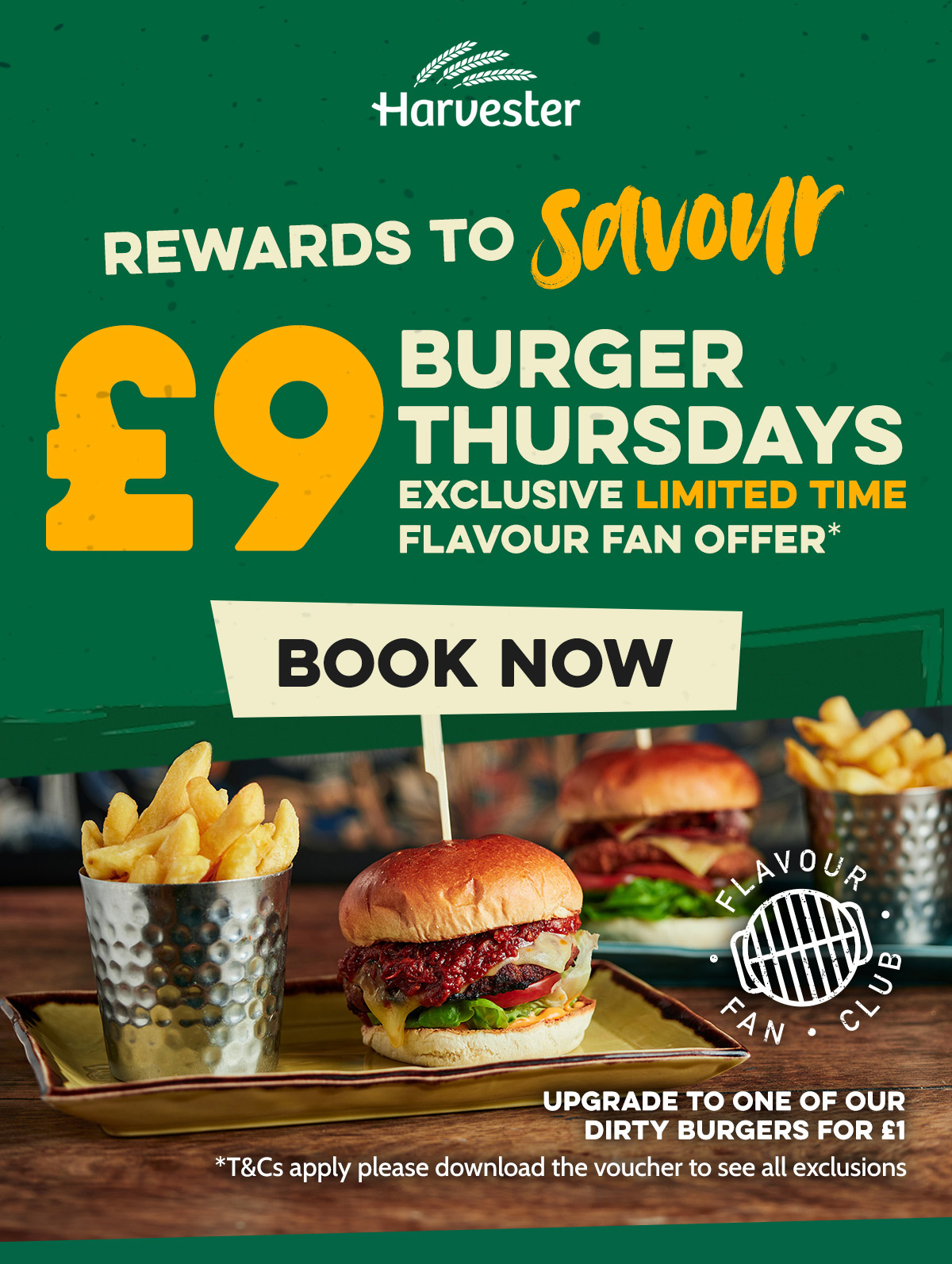 Enjoy £9 burger Thursdays!