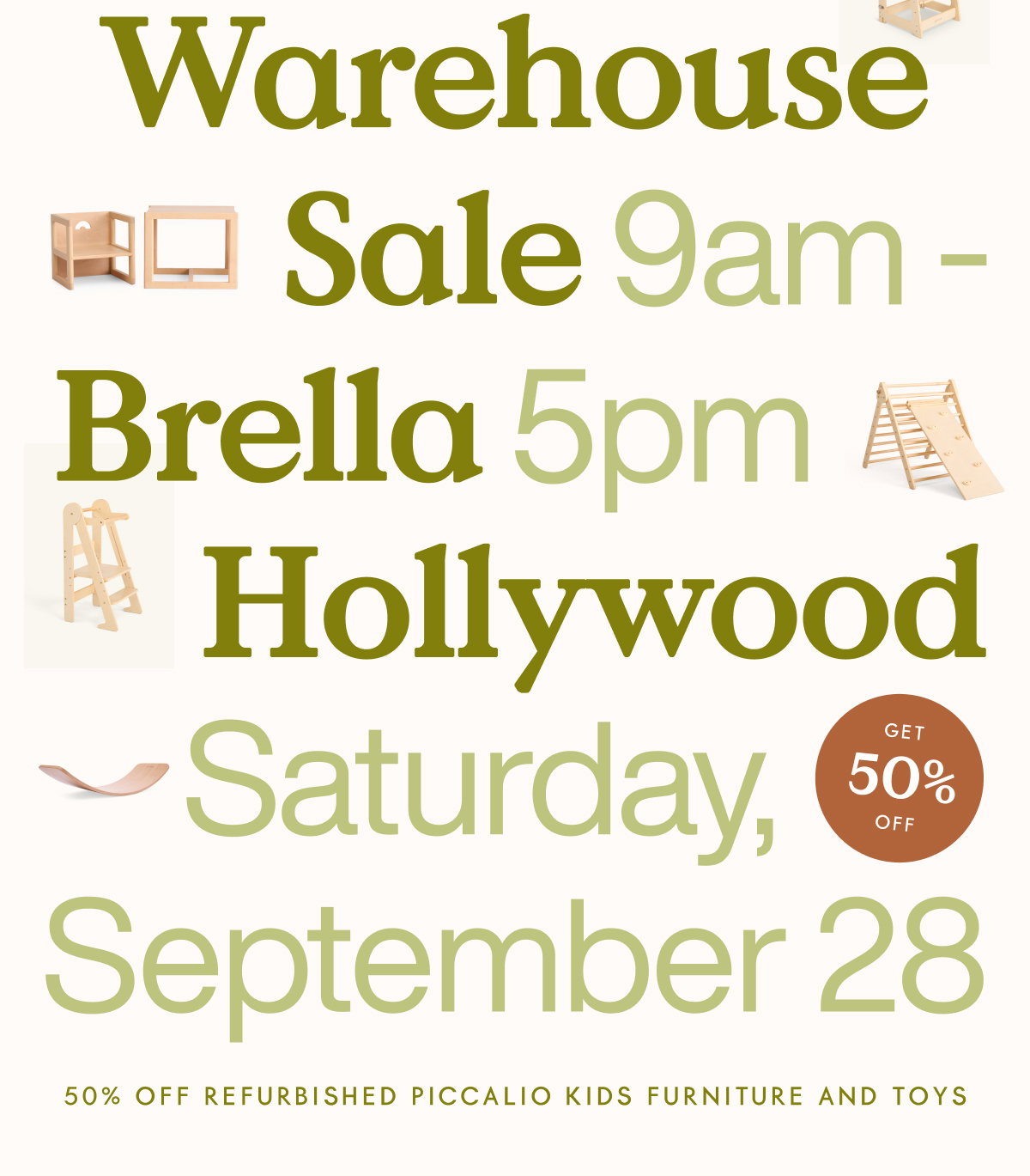 RSVP to our warehouse sale at Brella!
