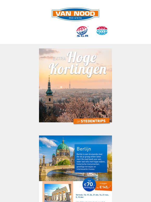 Nieuw! Hoge kortingen op stedentrips, profiteer snel!