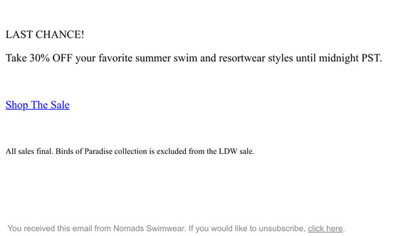 FINAL DAY: End of Summer Sale