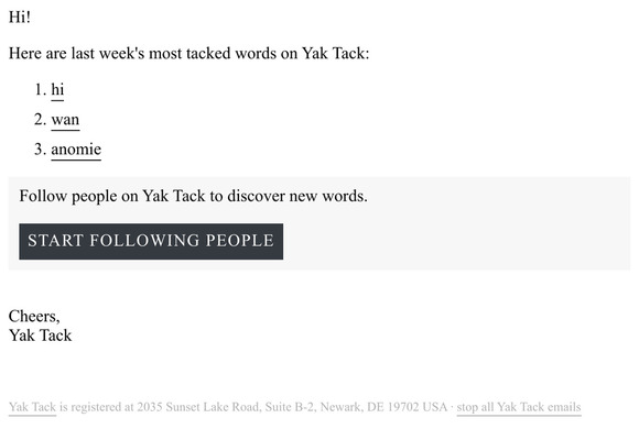 Last Week's Most Tacked Words