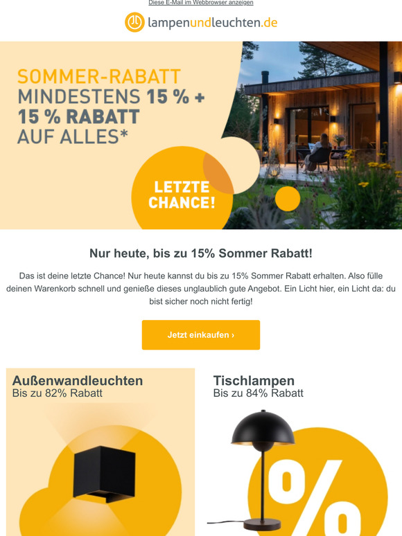 Letzte Chance: bis zu 15% Sommer Rabatt!