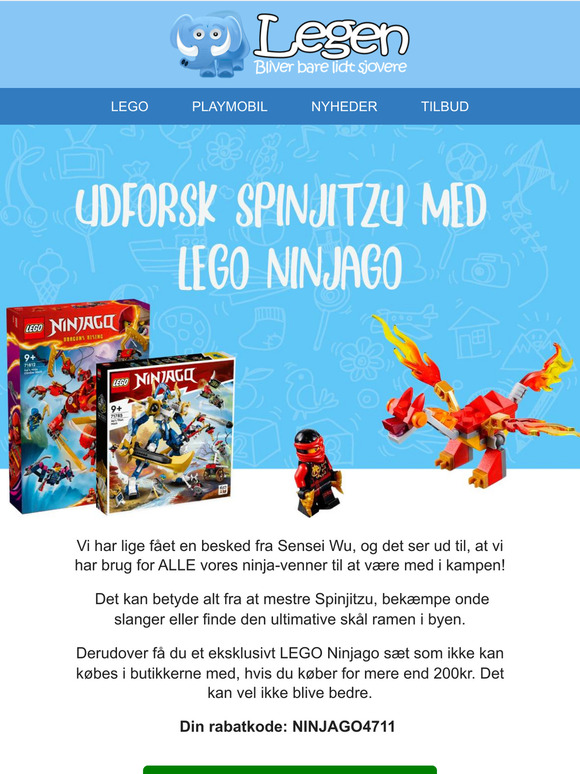 Vi har en masse vilde LEGO Ninjago produkter på vores hjemmeside🥷