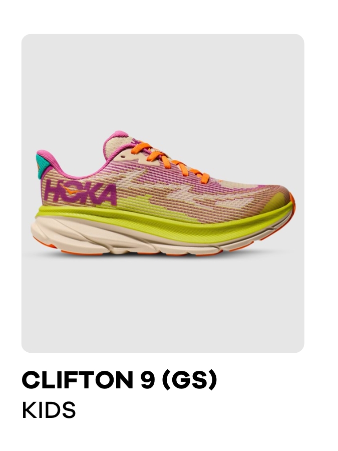 Hoka Clifton 9 Kids Pink Yellow