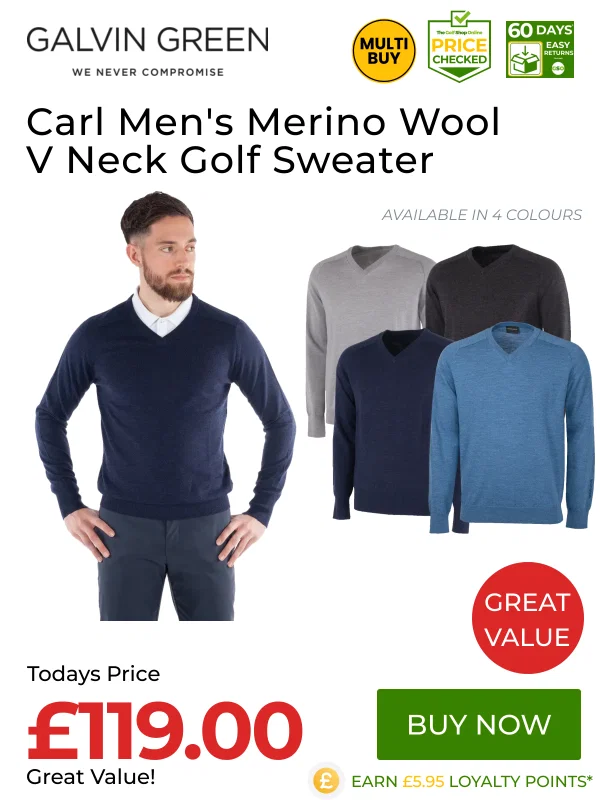 Great Value on Galvin Green Carl Mens Merino Wool V Neck Golf Sweater