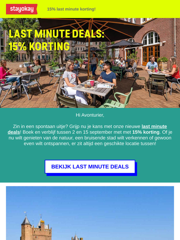Boek met 15% last minute korting! ⏰