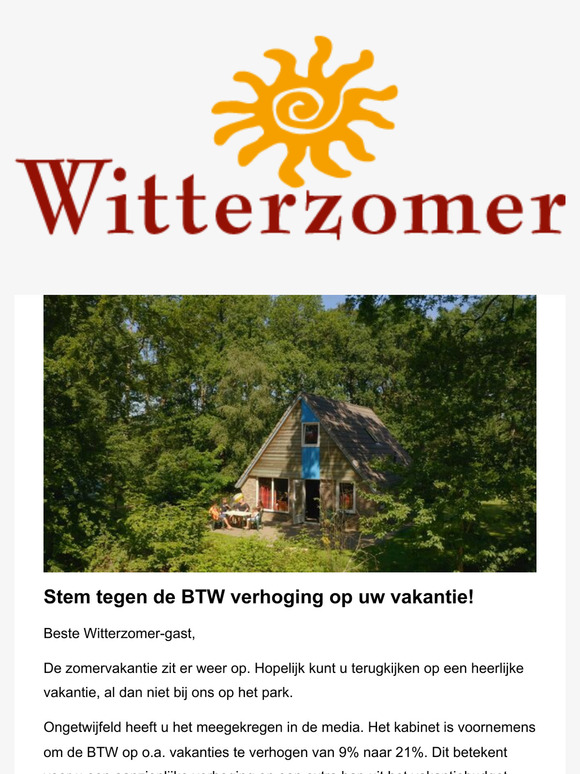 Stem tegen de BTW verhoging op uw vakantie!