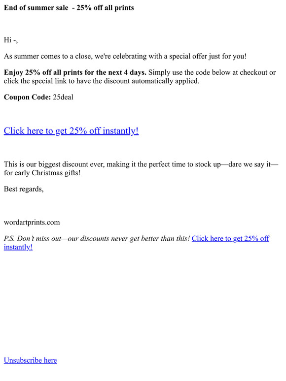 — - End of summer sale  - 25% off all prints