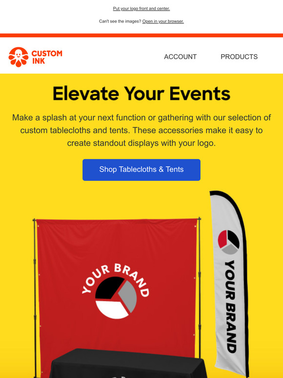 Boost your brand with custom tablecloths and tents