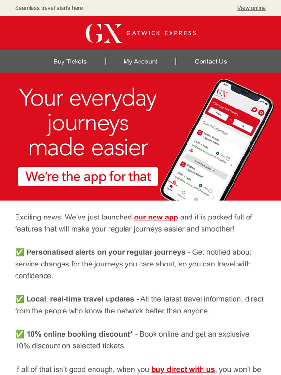 Plan. Buy. Go! Welcome to the new Gatwick Express app 📱