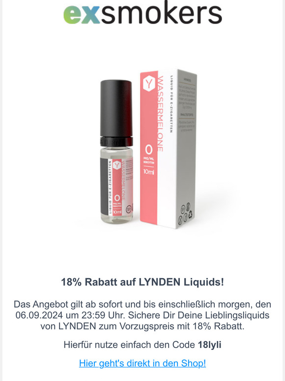 18% Rabatt auf LYNDEN Liquids
