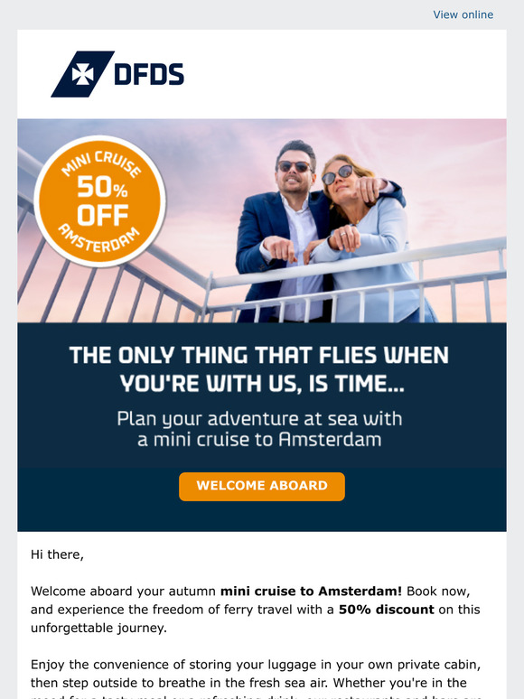 Turn on relaxation mode with a mini cruise to Amsterdam - now 50% off!