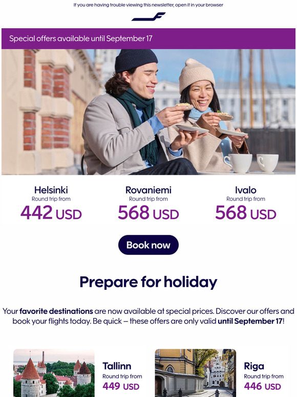 Special flights offers until September 17