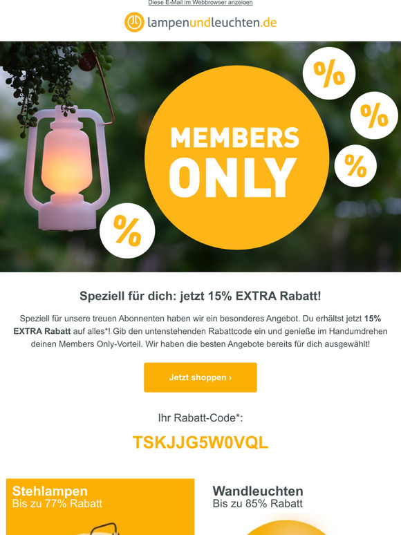 Members Only: 15% EXTRA Rabatt