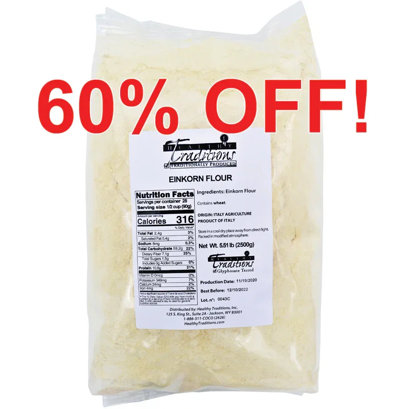 Image of Glyphosate-tested Einkorn All-Purpose Flour - 2.5 kg. (5.51 lbs.) bag (4-bag min)