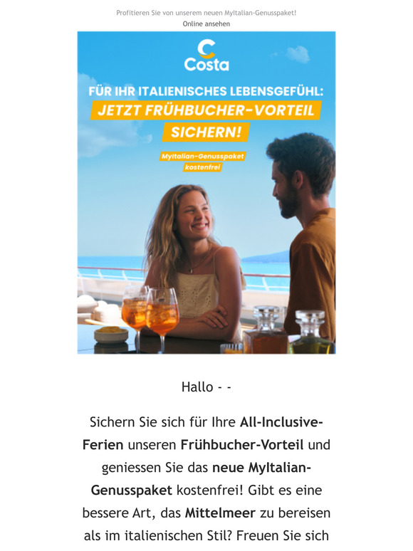 — —, Sind Sie bereit für das italienische Lebensgefühl an Bord?