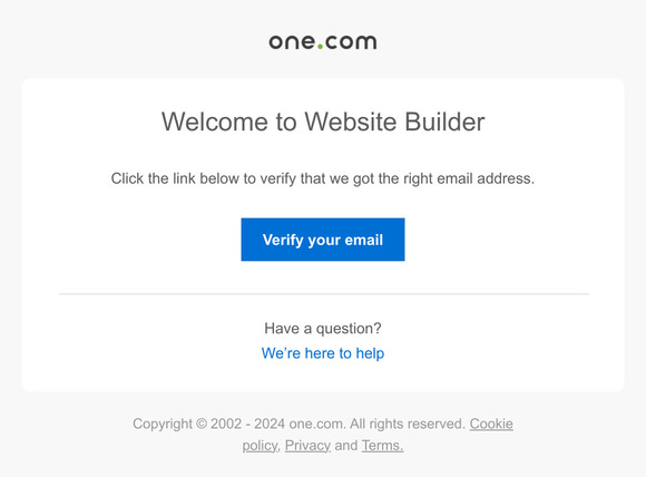 Welcome to Website Builder trial - please verify your email