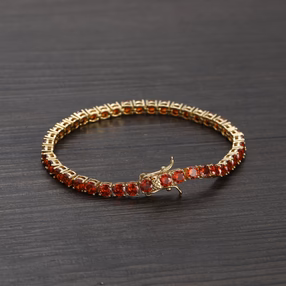 Ruby Red 4mm Brass Prong Tennis Bracelet