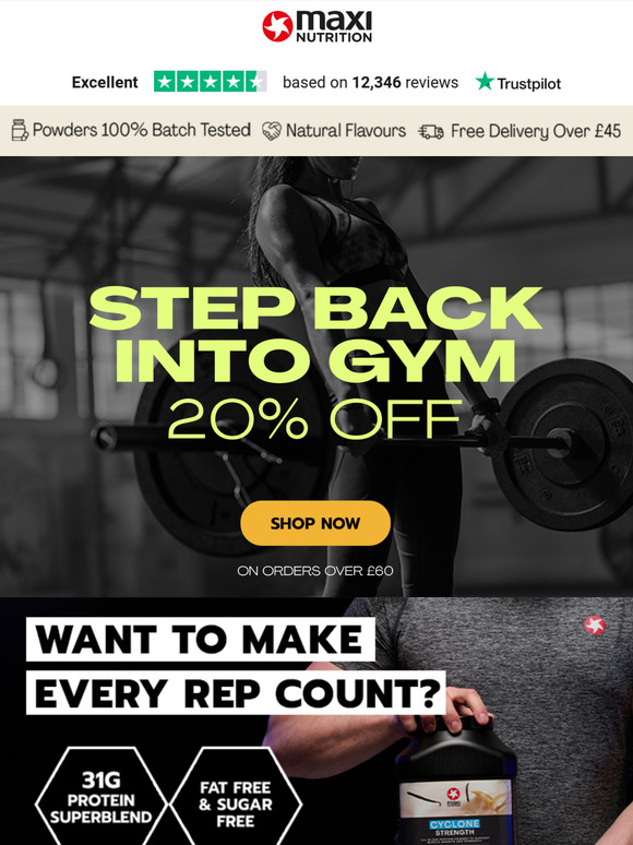 Heading back to the gym? Get 20% off sitewide now