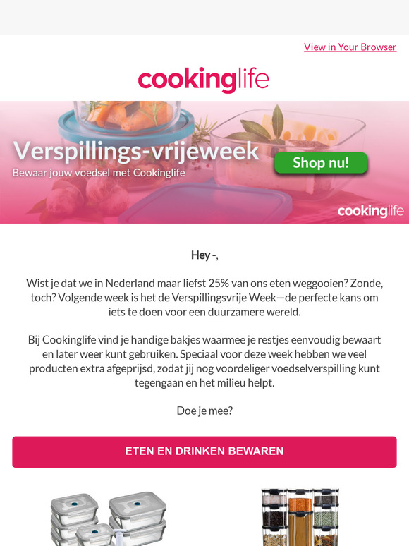 Het is verspillingsvrije week bij Cookinglife!