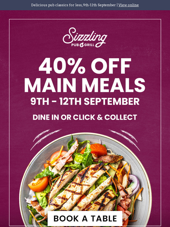 Coming in HOT...40% off main meals! 🍽