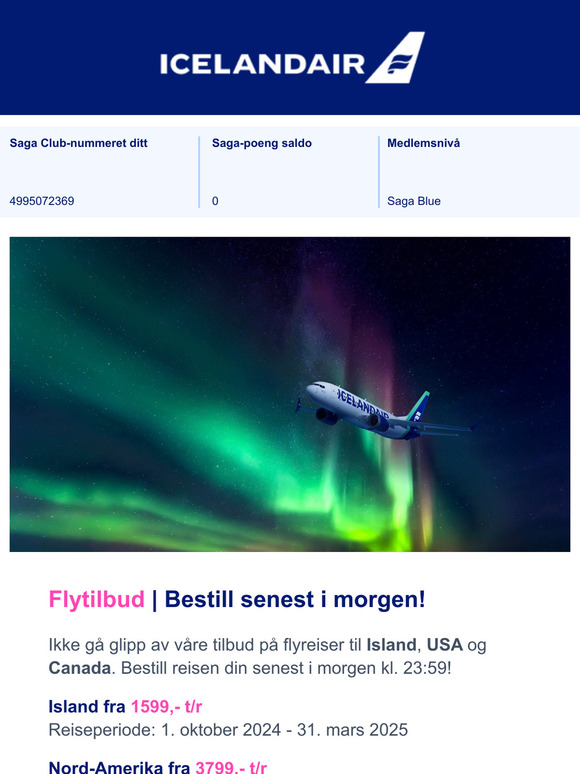 Bestill senest i morgen 9. september!