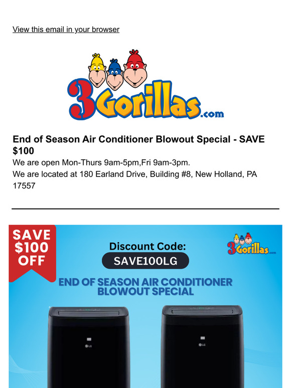 End of Season Sale on LG Portable Air Conditioners - Save $100👈