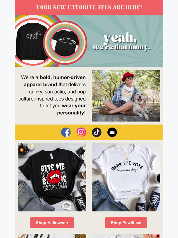 Don't miss out on the laughs – shop our online store for clever tees!