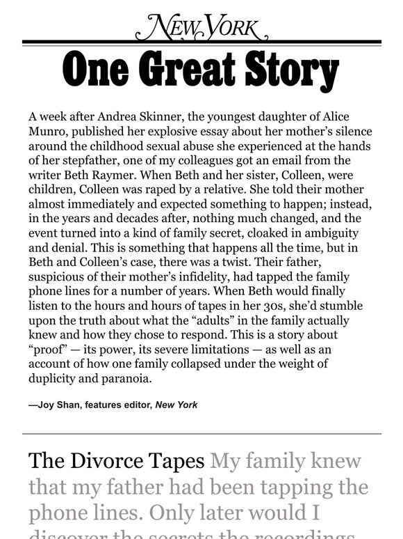 The Cut: ‘The Tapes That Held My Family Secrets,’ by Beth Raymer | Milled