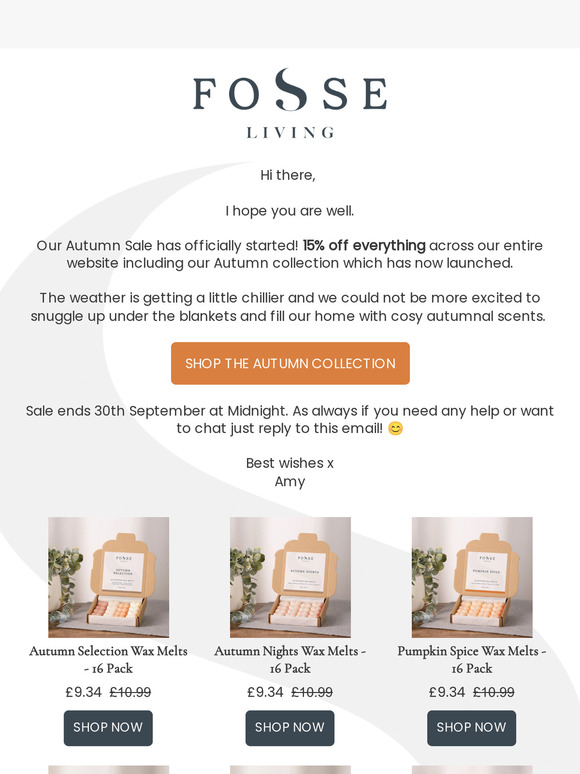 Our Autumn Sale is Here! 15% off Everything 🍂