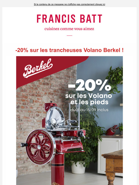 -20% sur les trancheuses Volano Berkel !