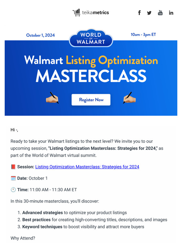Join the Live Walmart Listing Optimization Masterclass