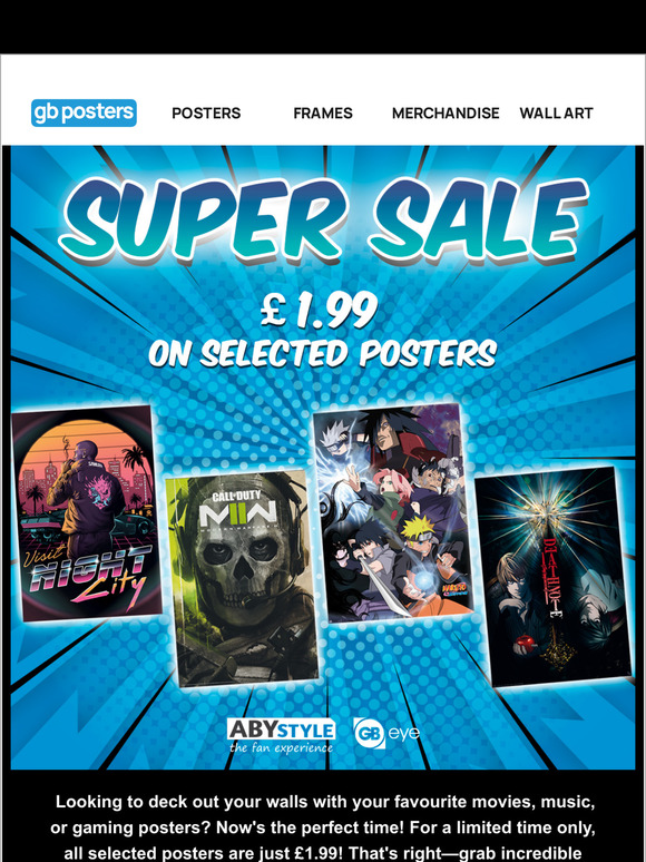 £1.99 on selected posters just for you, !