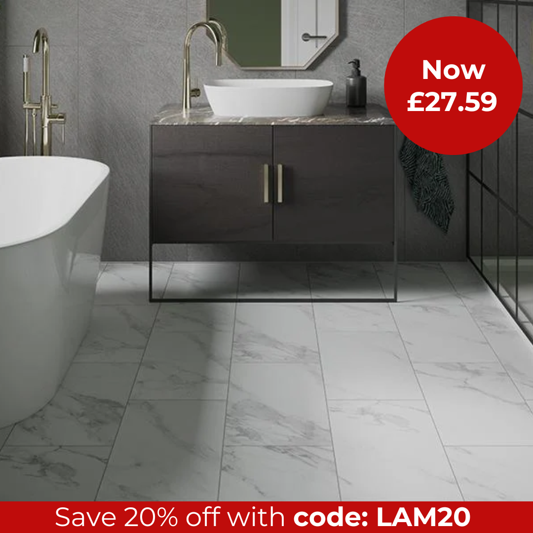 Audacity 12mm Laminate Tile White Marble