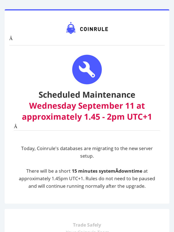 Short Scheduled Platform Downtime - Today