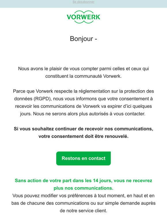 Mettez à jour l'utilisation de vos données personnelles