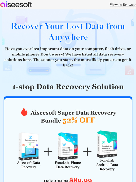 🔥[50%OFF] Recover Lost/Deleted Data from All Devices
