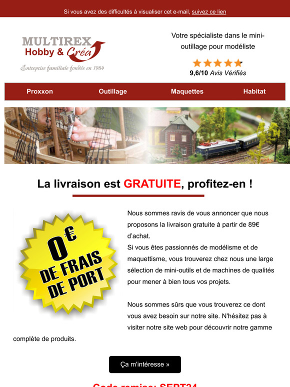 Profitez de la livraison à 0€ 😀
