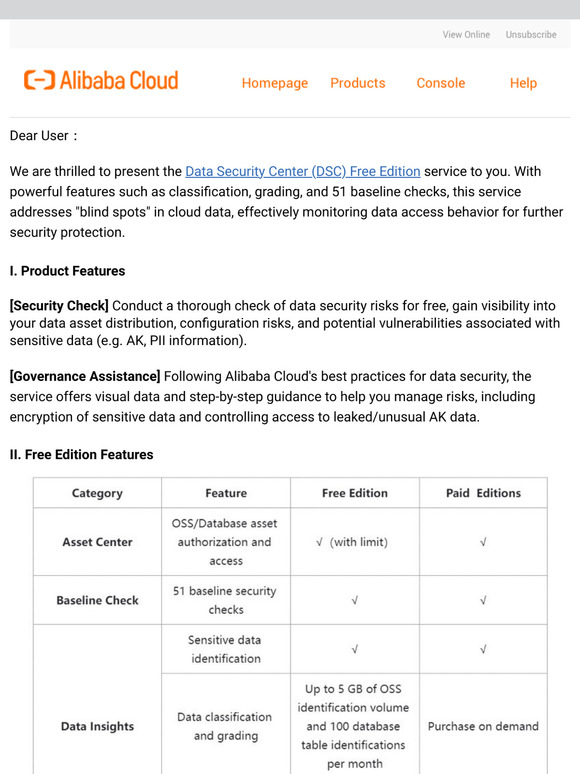 Experience the Free Edition of Data Security Center Service