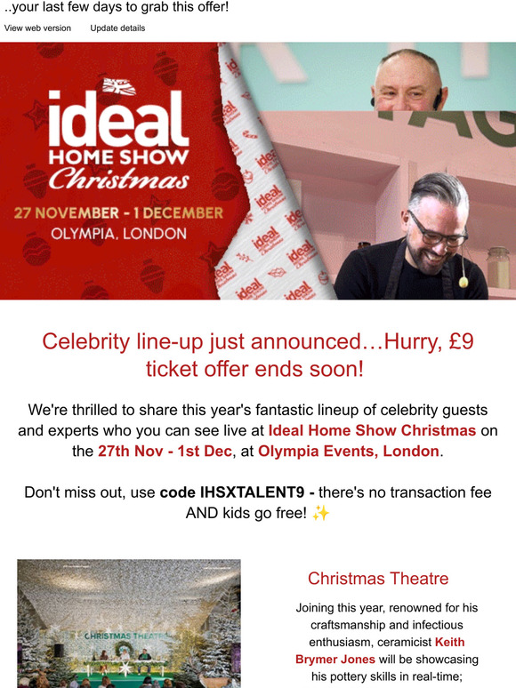 Ideal home show at christmas manchester discount tickets