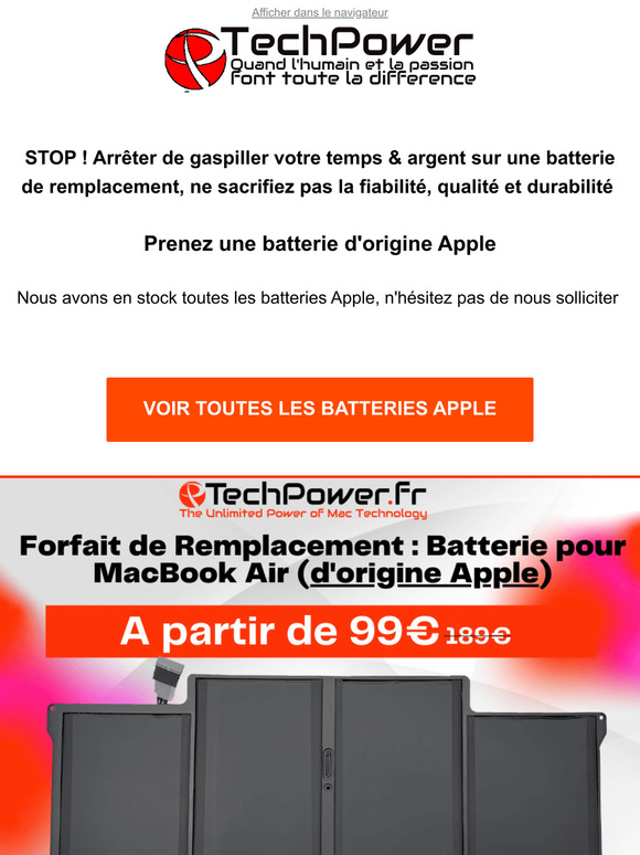 Batterie d'origine Apple pour votre MacBook - profitez de notre offre spéciale!