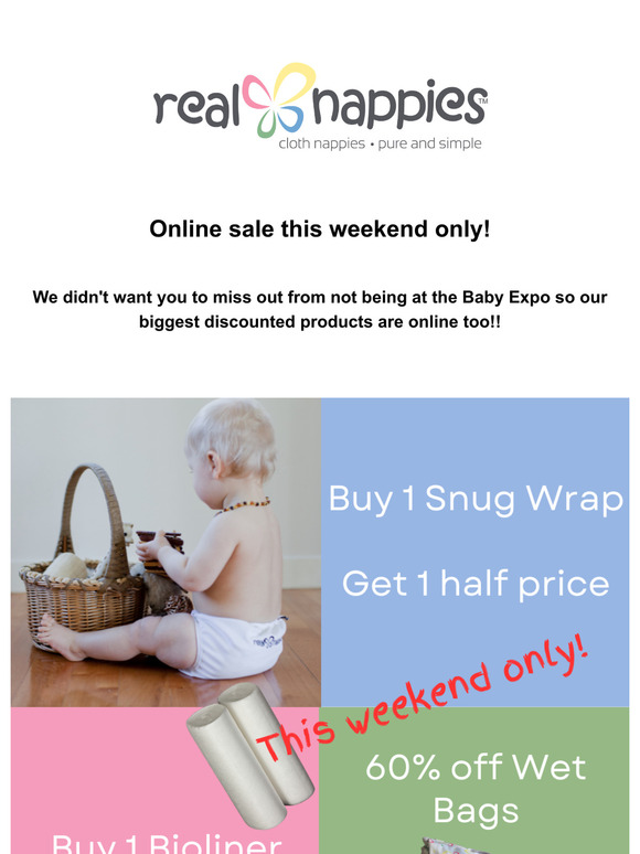 Online Sale!!! Real Nappies are having a sale this weekend only!