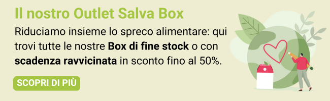 Il nostro Outlet Salva Box - Riduciamo insieme lo spreco alimentare con Box di fine stock o in prossimità alla scadenza in sconto fino al 50%